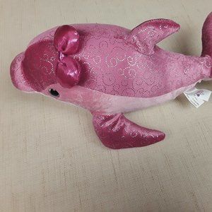 Pink dolphin bow plush